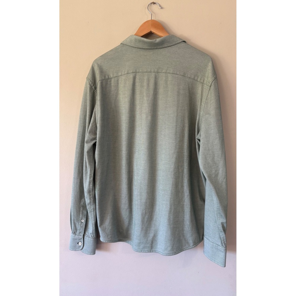 UNTUCKit Mens XL Sage Green Coolmax Cotton Blend Long Sleeve Button Down Shirt - Picture 3 of 5